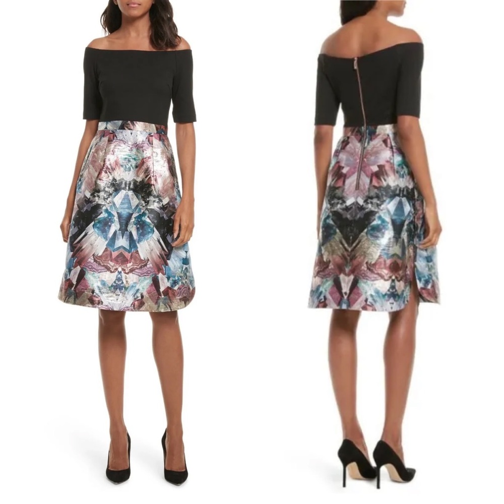 Ted Baker Keris Metallic Tulip Fit & Flare Dress - Picture 4 of 8